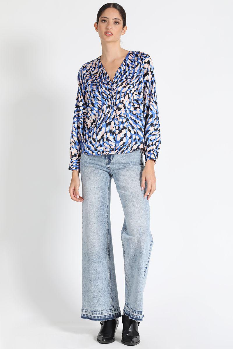 Blusa Camisera Estampado Azul Liola-3