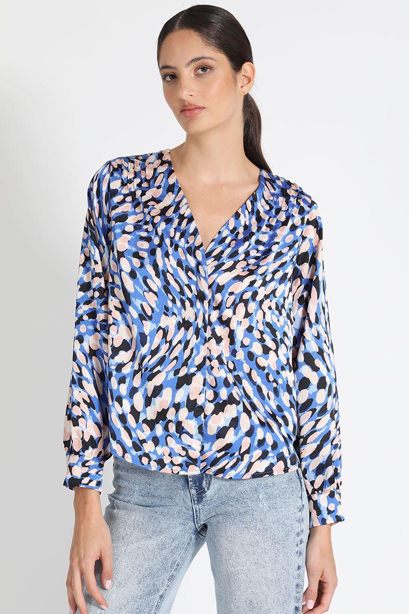 Blusa Camisera Estampado Azul Liola-4