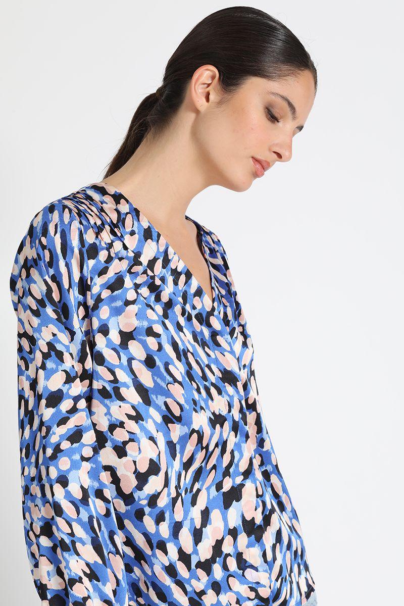 Blusa Camisera Estampado Azul Liola-5