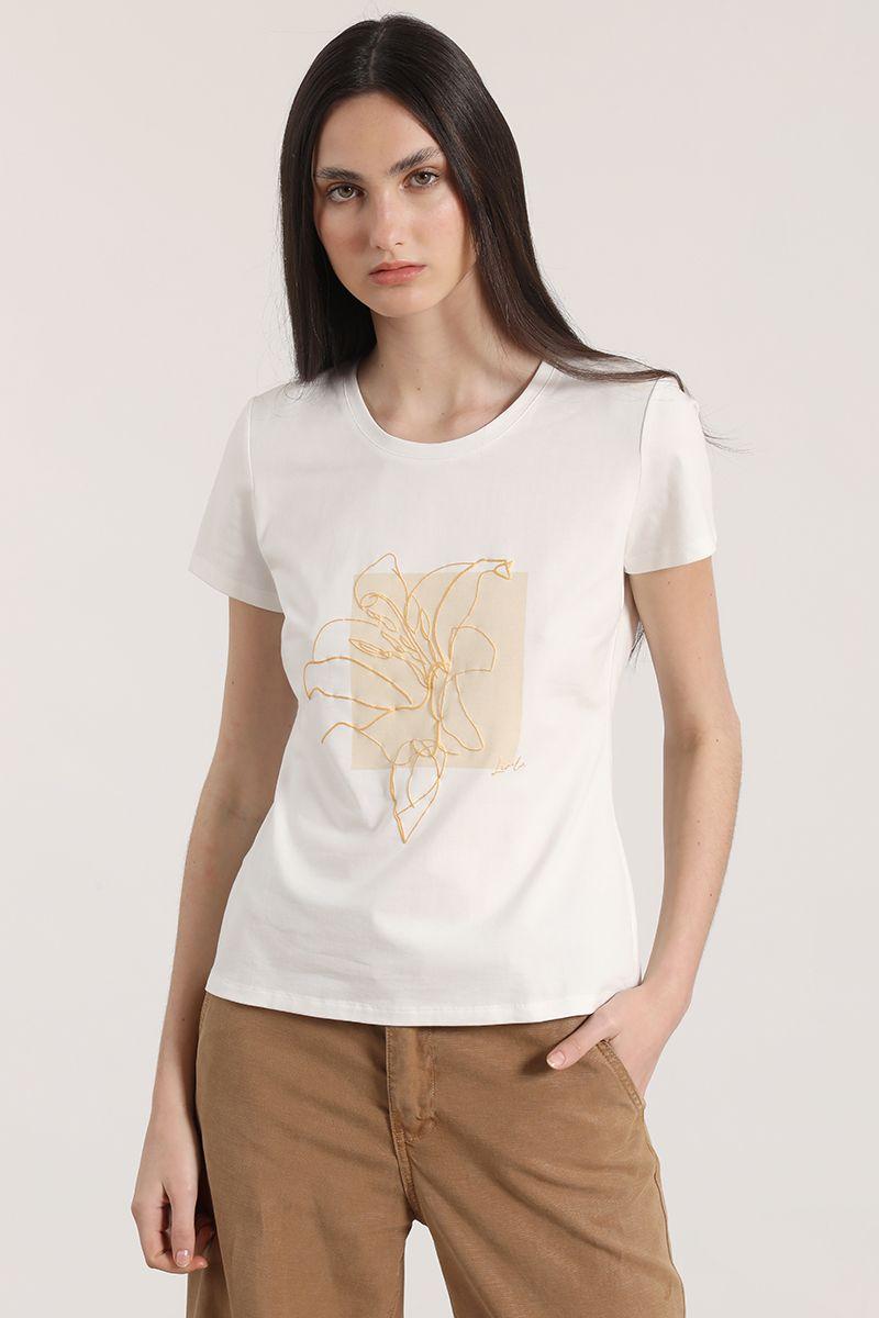 Polera estampado flor liola mujer crudo-0