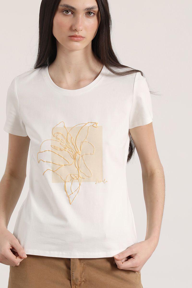 Polera estampado flor liola mujer crudo-2