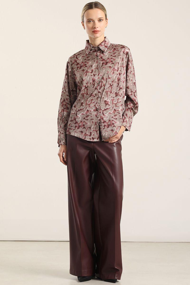 Blusa Satinada Estampado Manchas, Verde Liola-1