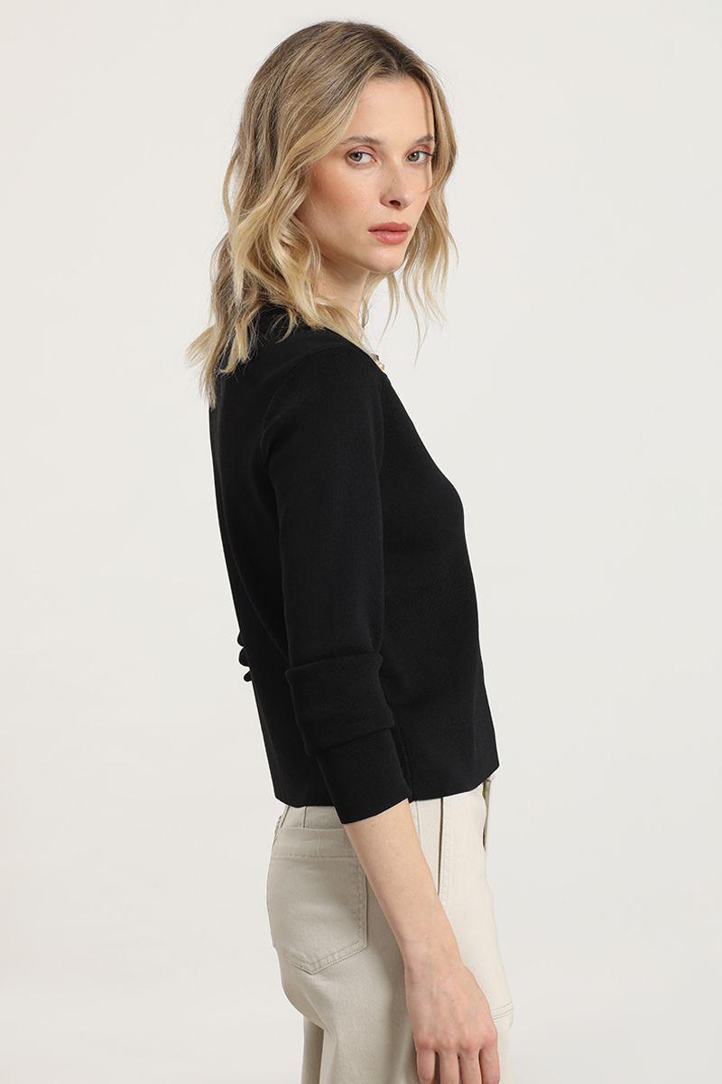 Cardigan punto, boton fantasia, negro Liola-5