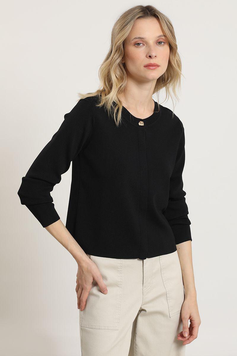 Cardigan punto, boton fantasia, negro Liola-6
