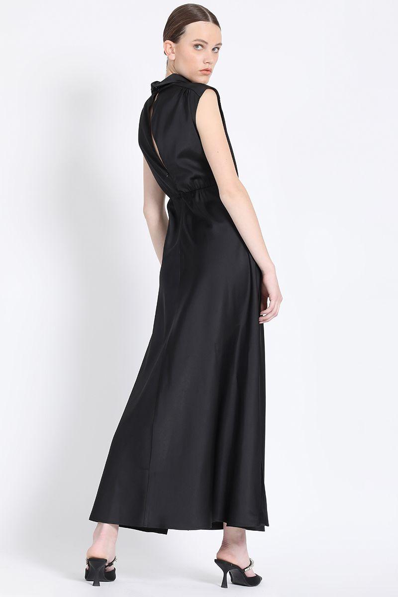 Vestido Maxi, Satin Negro Liola-2