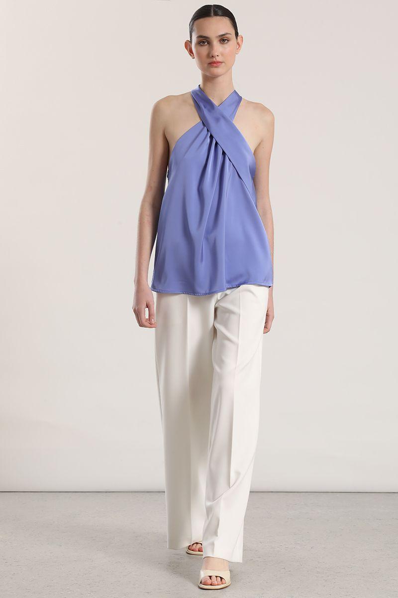 Top satinado cruzado Liola mujer lila-2