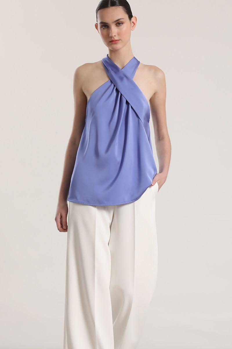 Top satinado cruzado Liola mujer lila-3