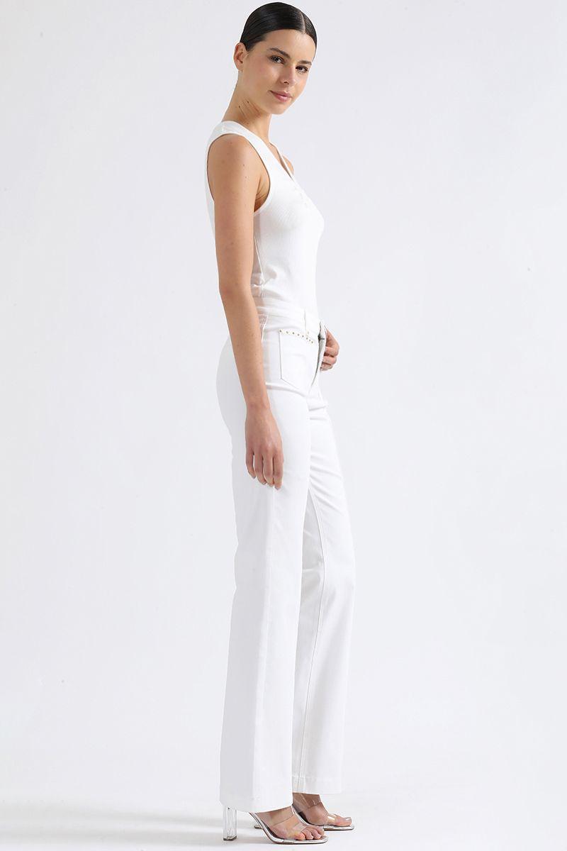 Jeans Color Bootcut Fit, Remaches, Tiro Medio, Crudo Liola-5