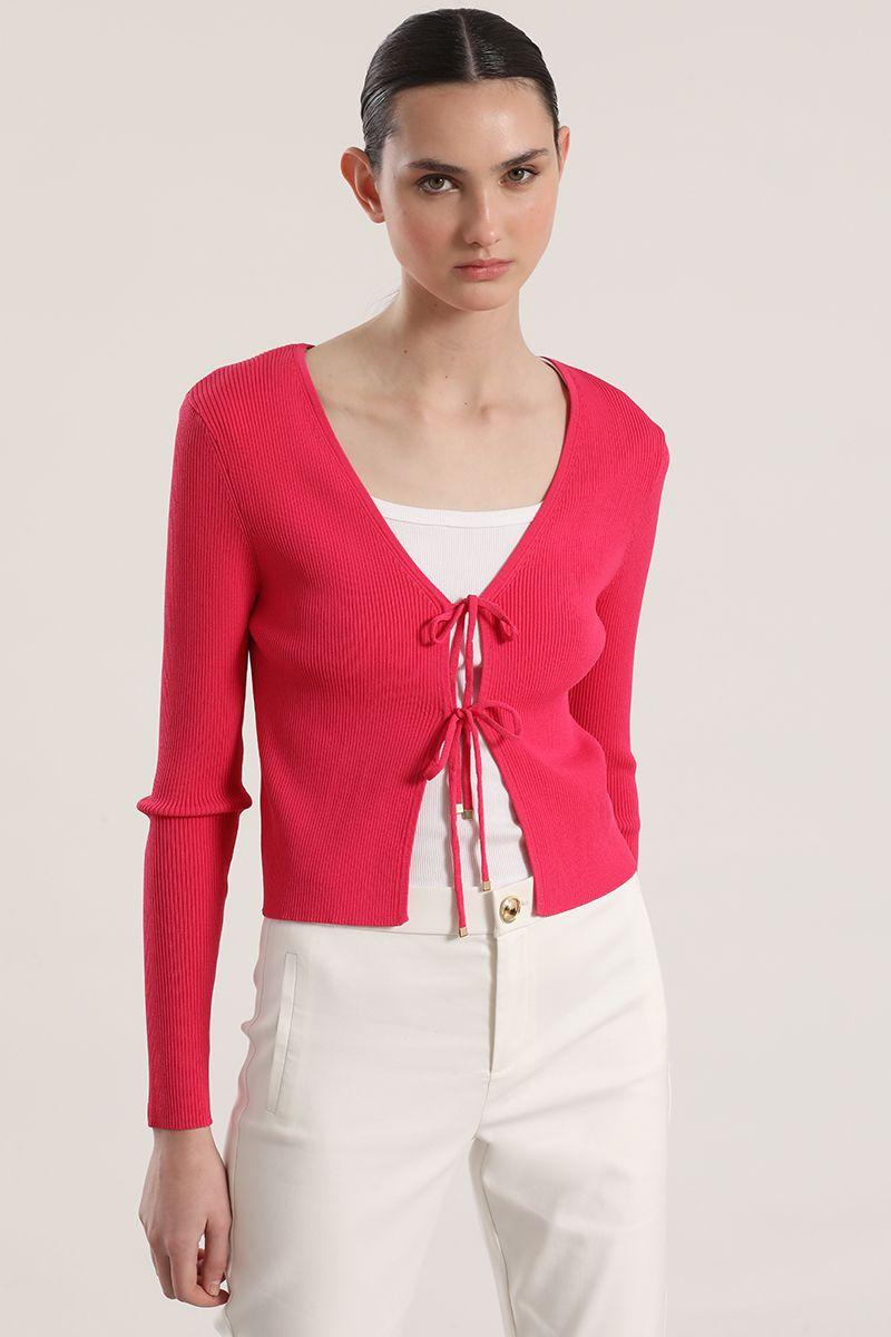 Cardigan con amarras Liola mujer fucsia-3