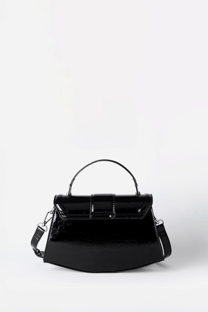 Cartera Charol, Efecto Cuero Fantasia, Negro Liola-2