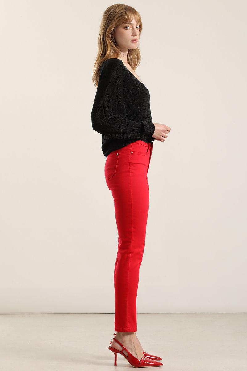 Jeans color skinny, rojo Liola-2