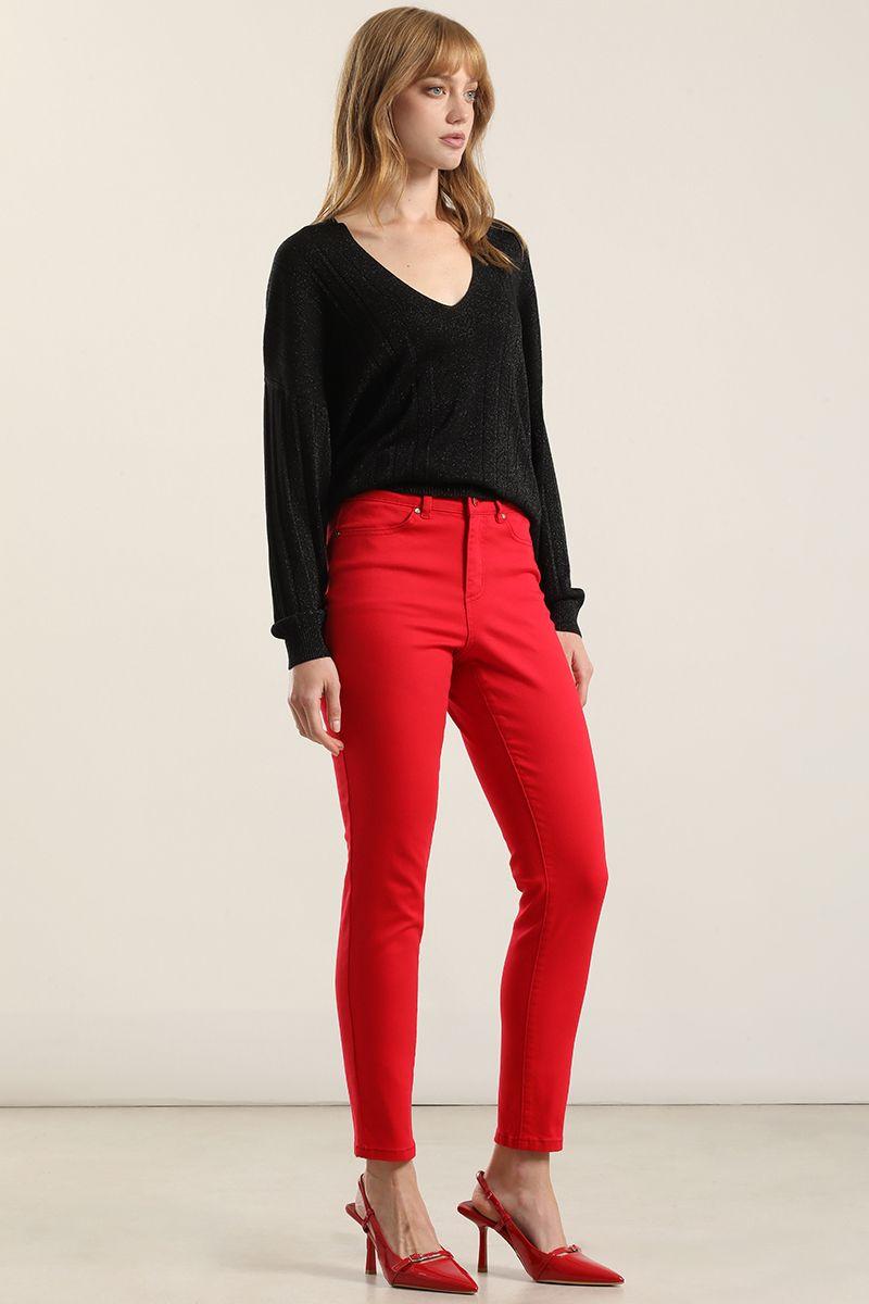 Jeans color skinny, rojo Liola-3