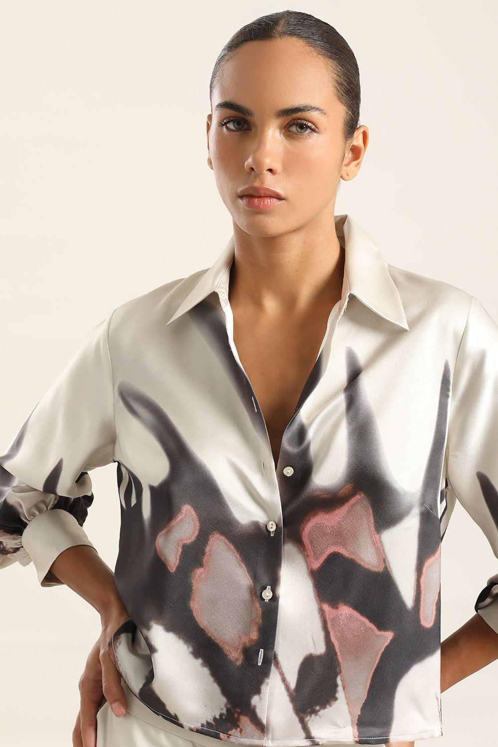 Blusa Satin Estampado, Beige Liola-4
