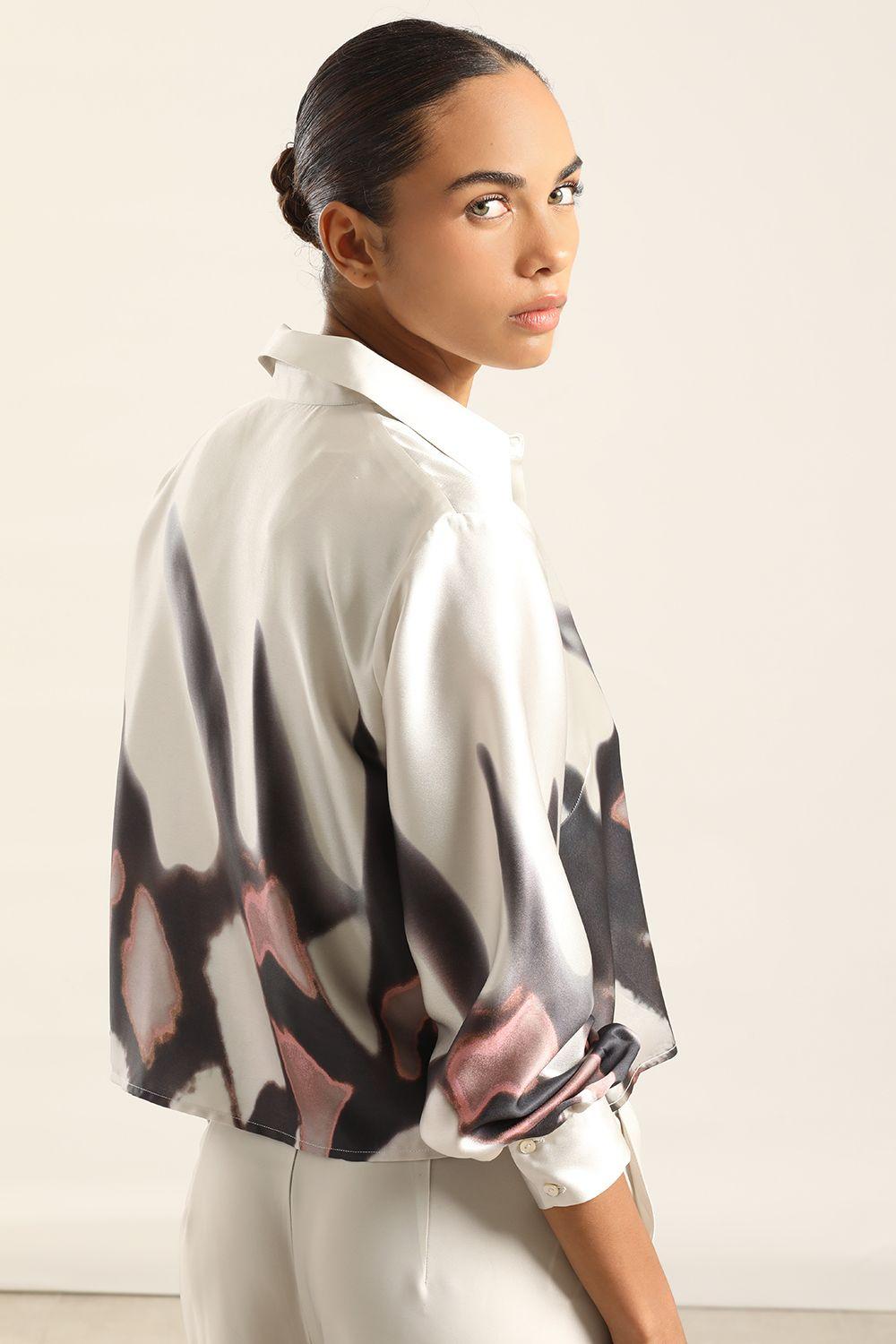 Blusa Satin Estampado, Beige Liola-5