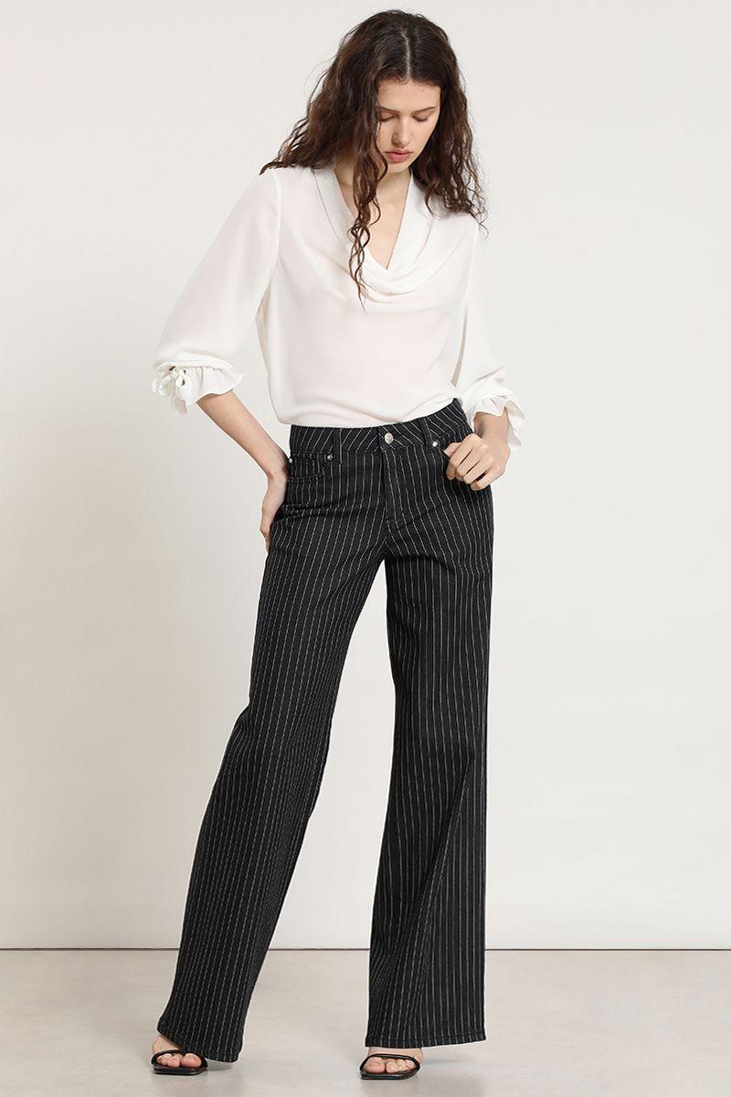 Jeans color fantasia rayas, gris Liola-3