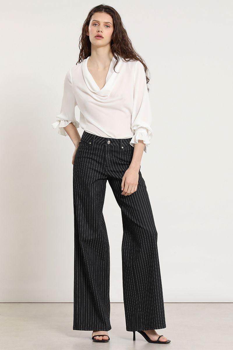 Jeans color fantasia rayas, gris Liola-4