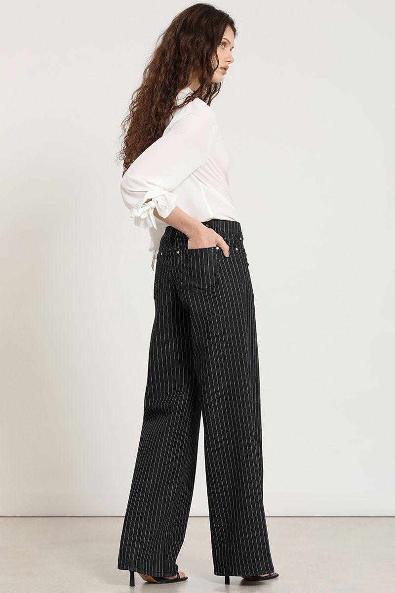 Jeans color fantasia rayas, gris Liola-5