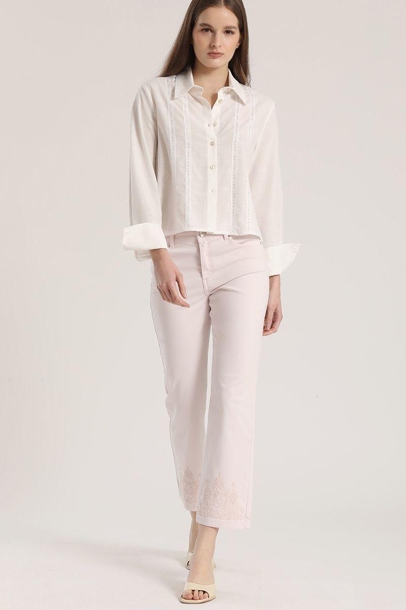 Jeans slim con bordado liola mujer rosa-1