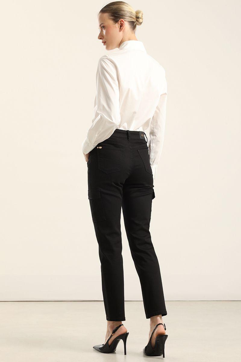Jeans Color Skinny Cargo, Negro Liola-3