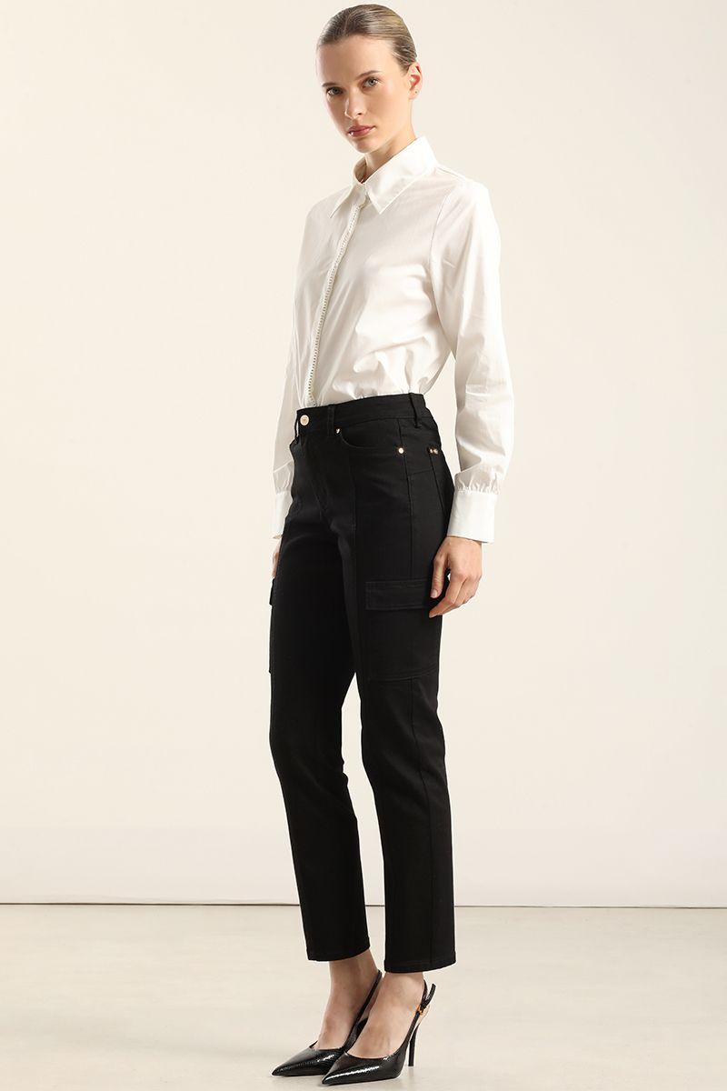 Jeans Color Skinny Cargo, Negro Liola-4