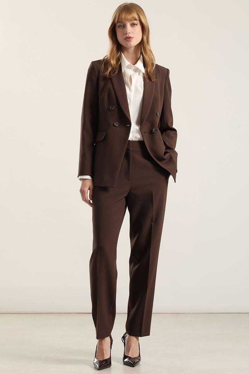 Pantalón sastre, tiro alto, chocolate Liola-0