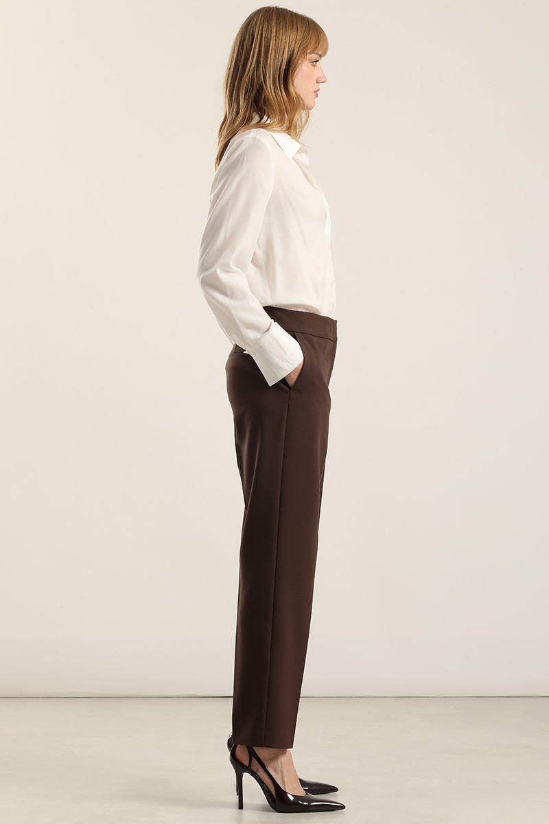 Pantalón sastre, tiro alto, chocolate Liola-4