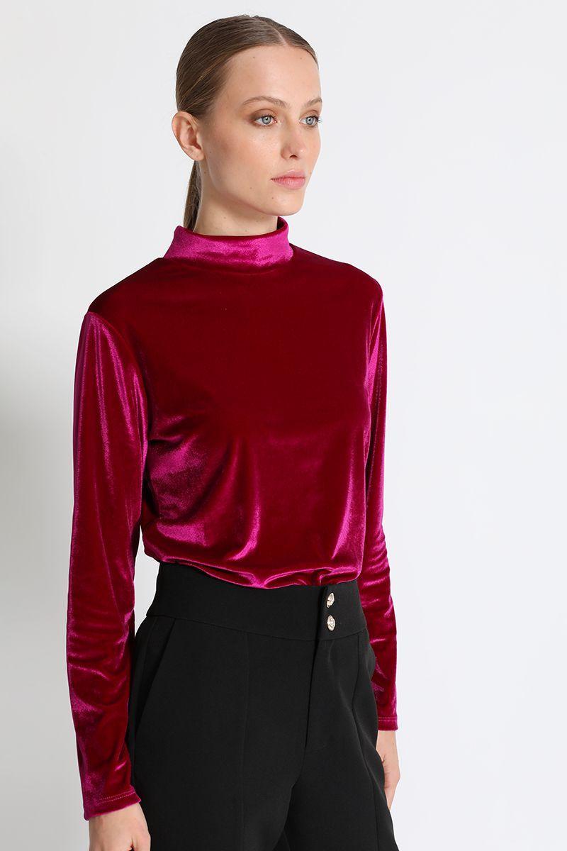 Polera Terciopelo Fucsia Liola-2