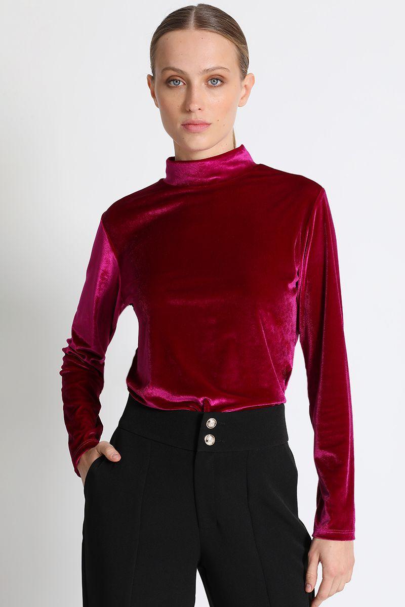 Polera Terciopelo Fucsia Liola-0