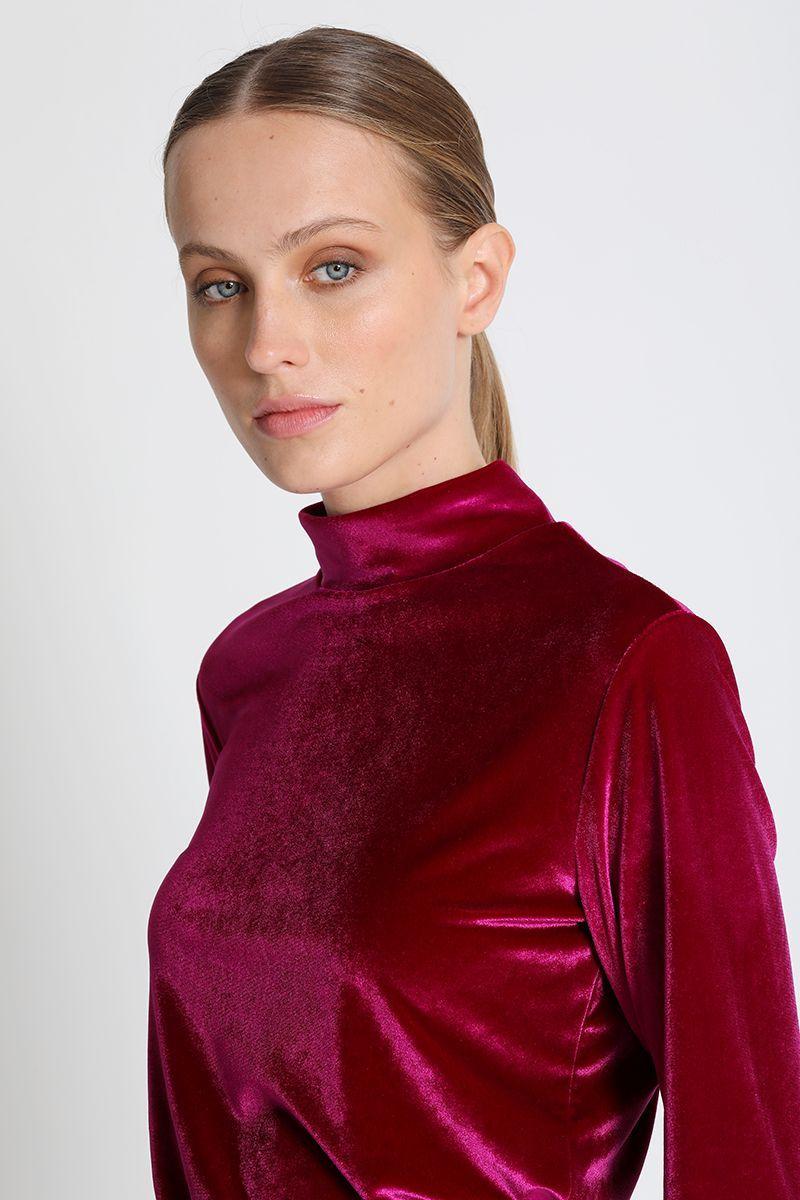 Polera Terciopelo Fucsia Liola-3