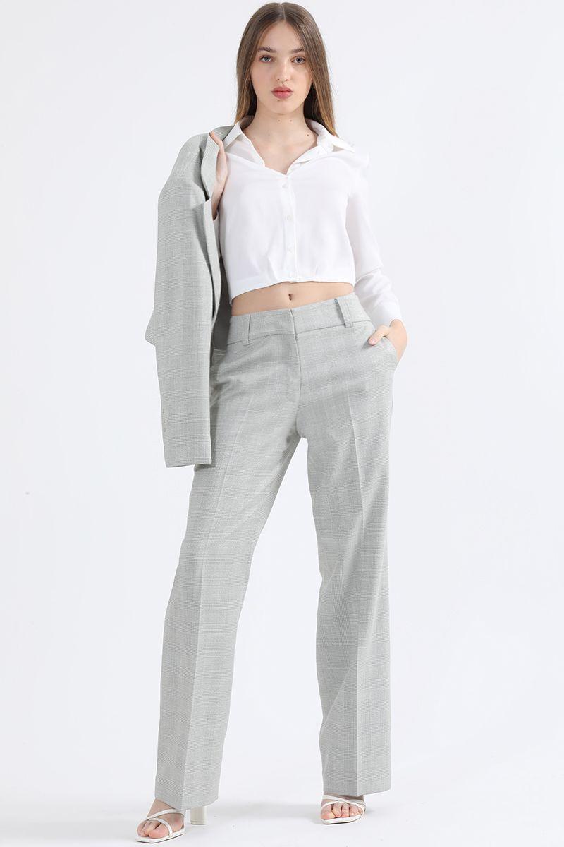 Pantalon Recto, Principe De Gales Lurex Gris Liola-2