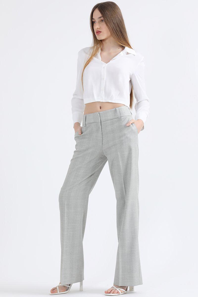 Pantalon Recto, Principe De Gales Lurex Gris Liola-3