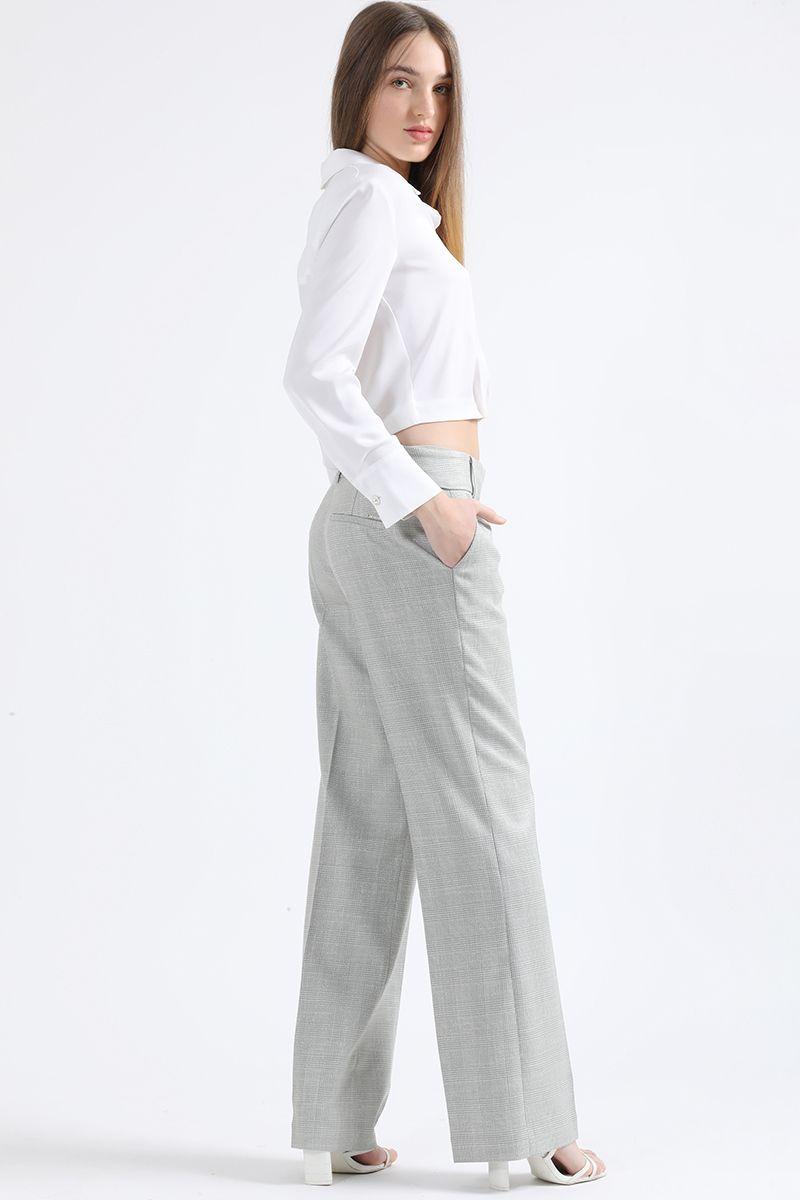 Pantalon Recto, Principe De Gales Lurex Gris Liola-5