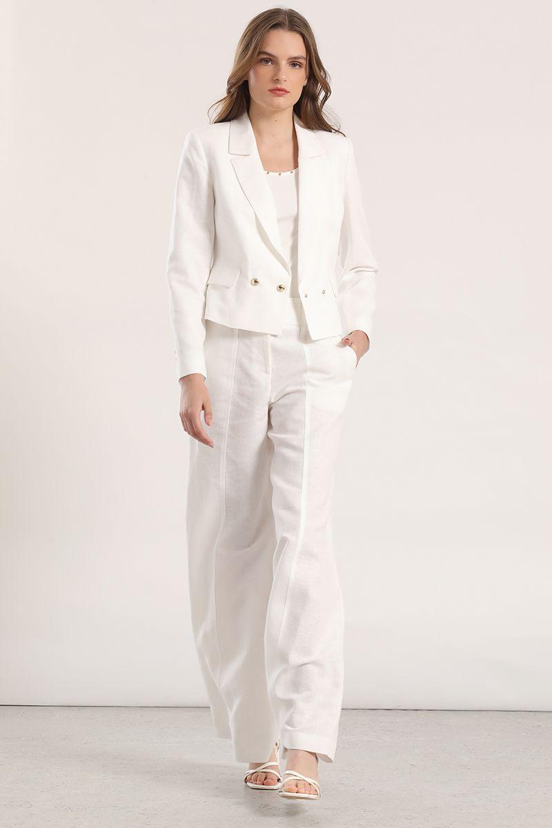 Blazer cropped lino Liola mujer crudo-1