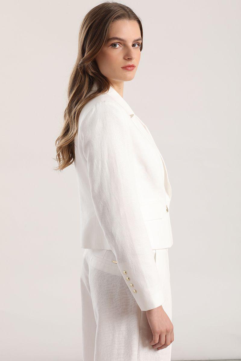 Blazer cropped lino Liola mujer crudo-2