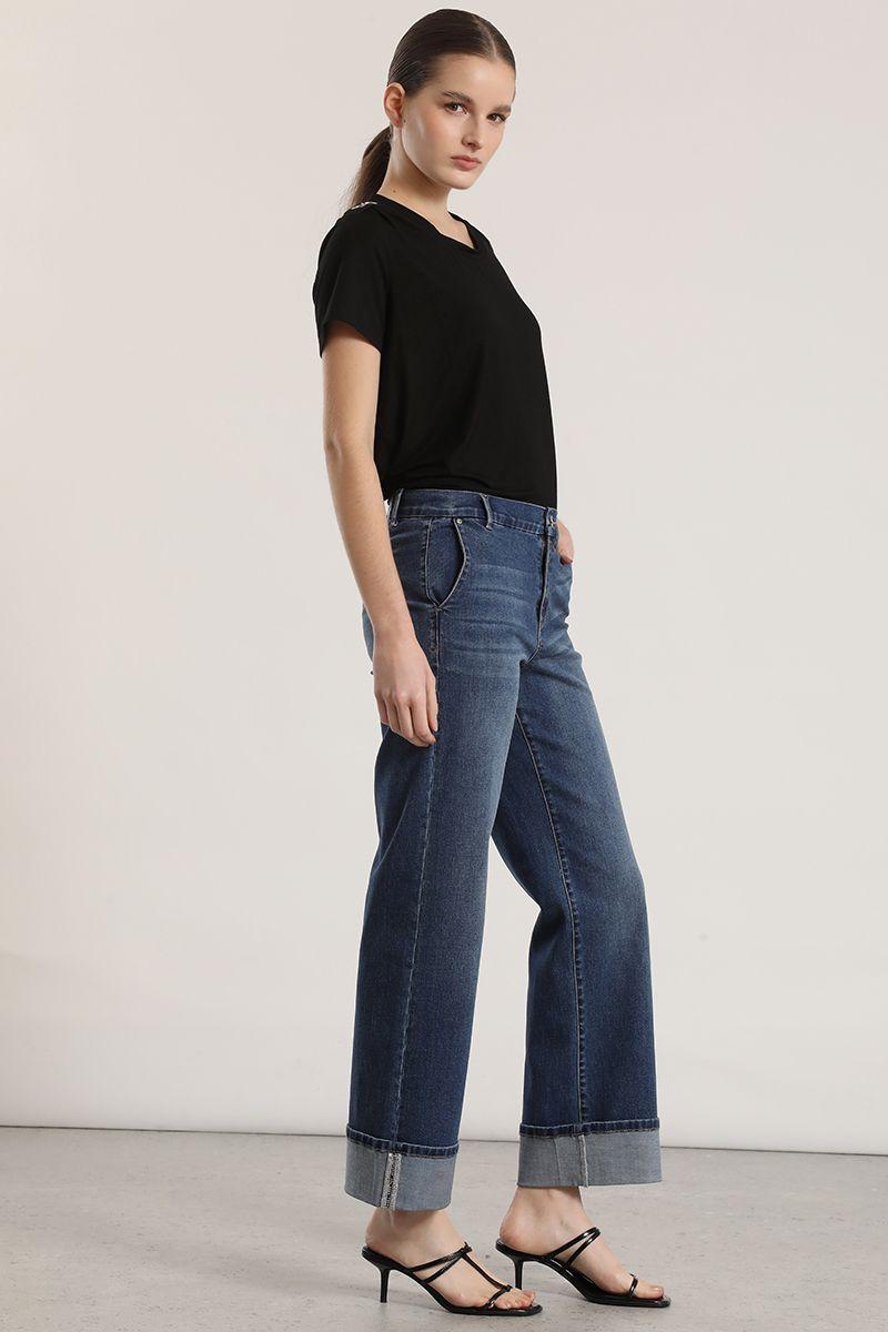 Jeans straight cropped Liola mujer azul-2