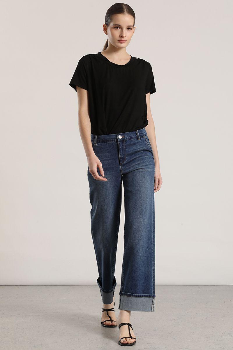 Jeans straight cropped Liola mujer azul-3