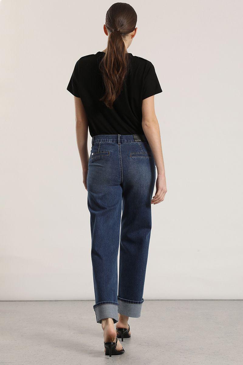 Jeans straight cropped Liola mujer azul-5