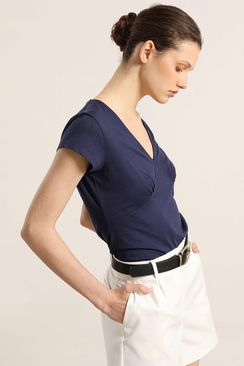 Polera algodon, bordado ancla, azul Liola-2