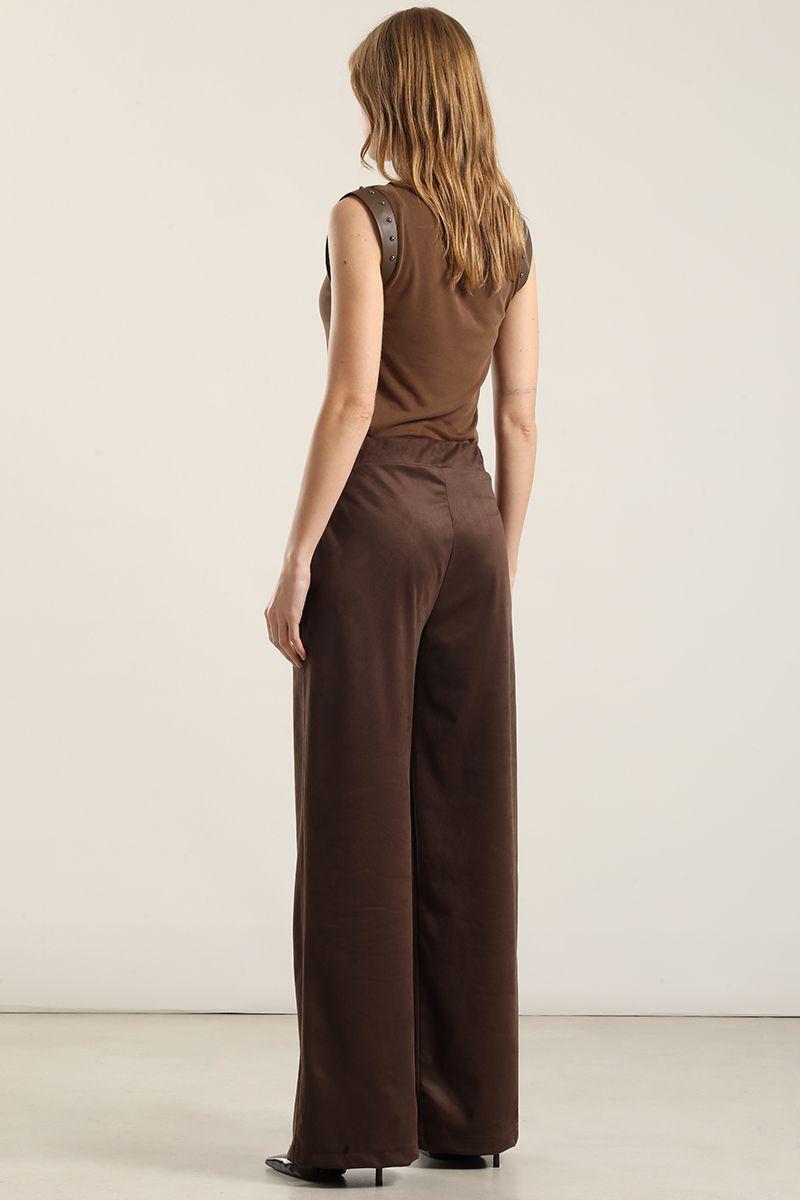 Pantalón Recto, Tiro Alto Chocolate Liola-2