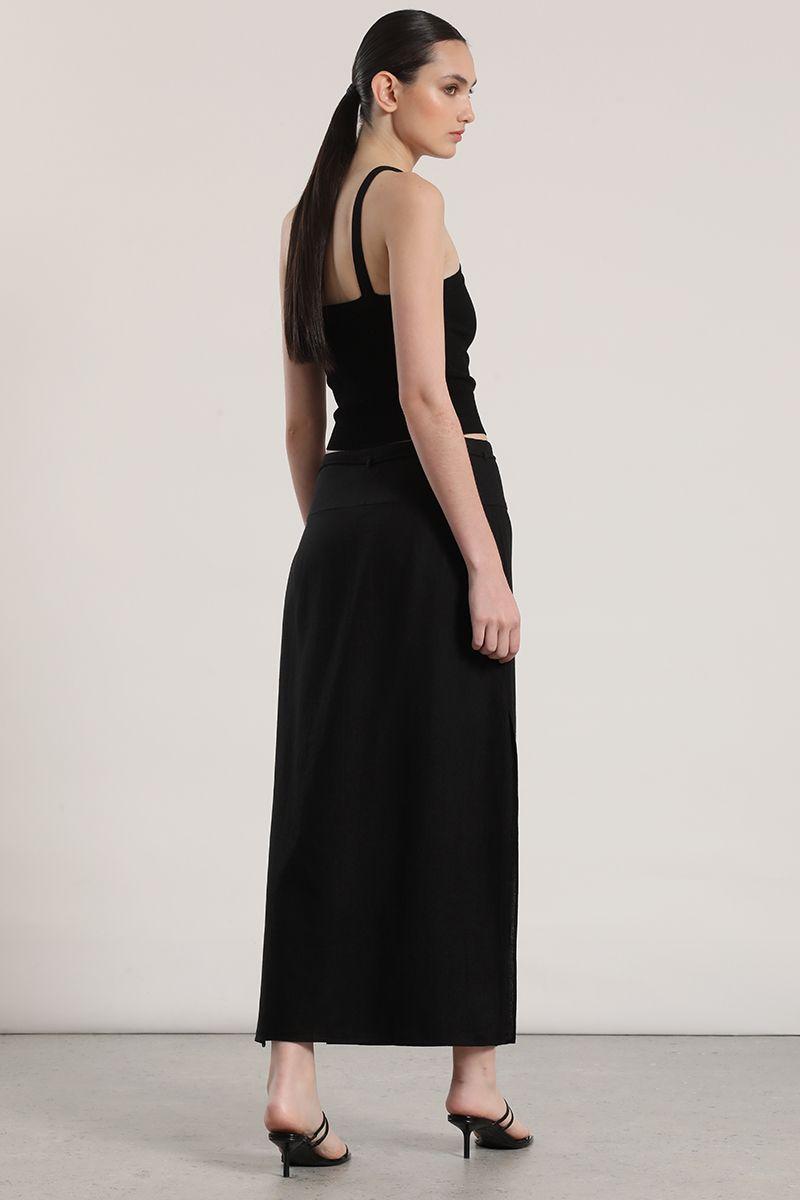Falda midi lino Liola mujer negro-4