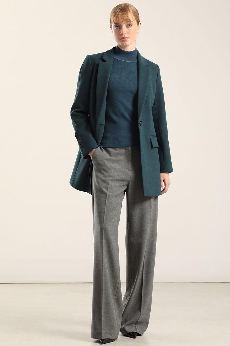 Jersey punto, rivete metalizado, turquesa Liola-1