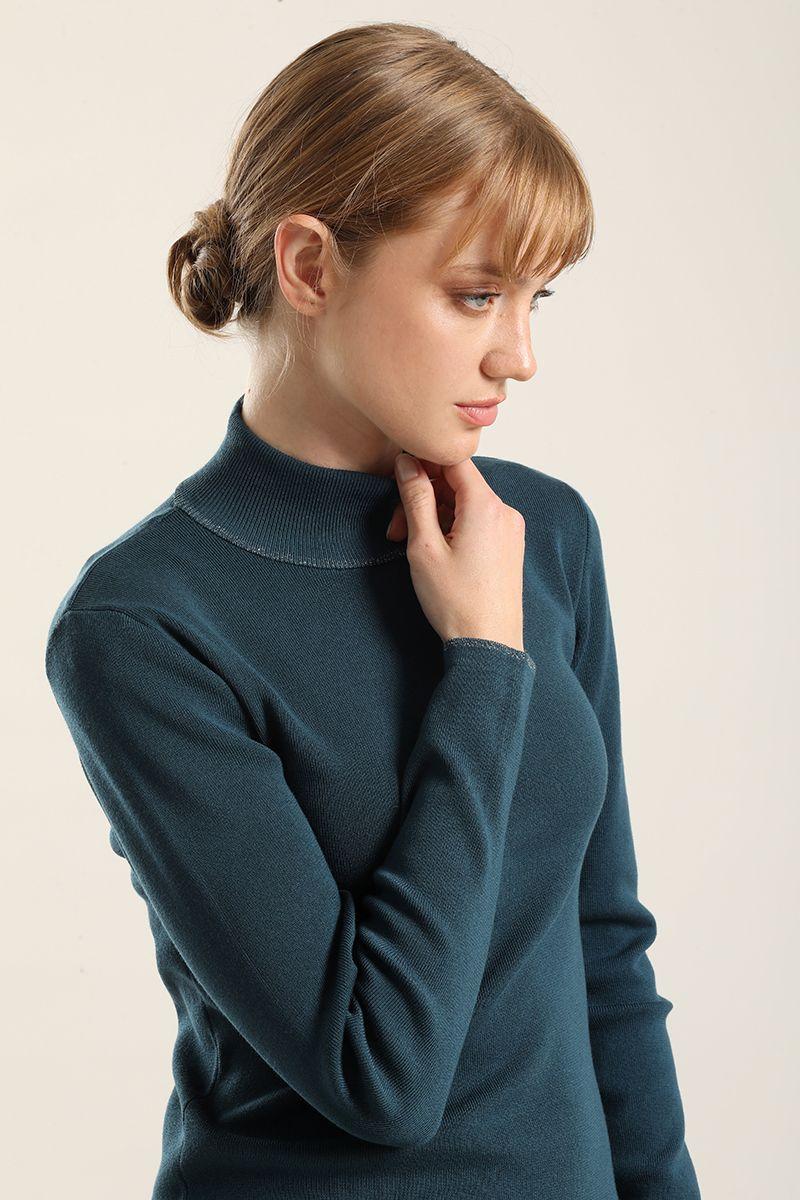 Jersey punto, rivete metalizado, turquesa Liola-4