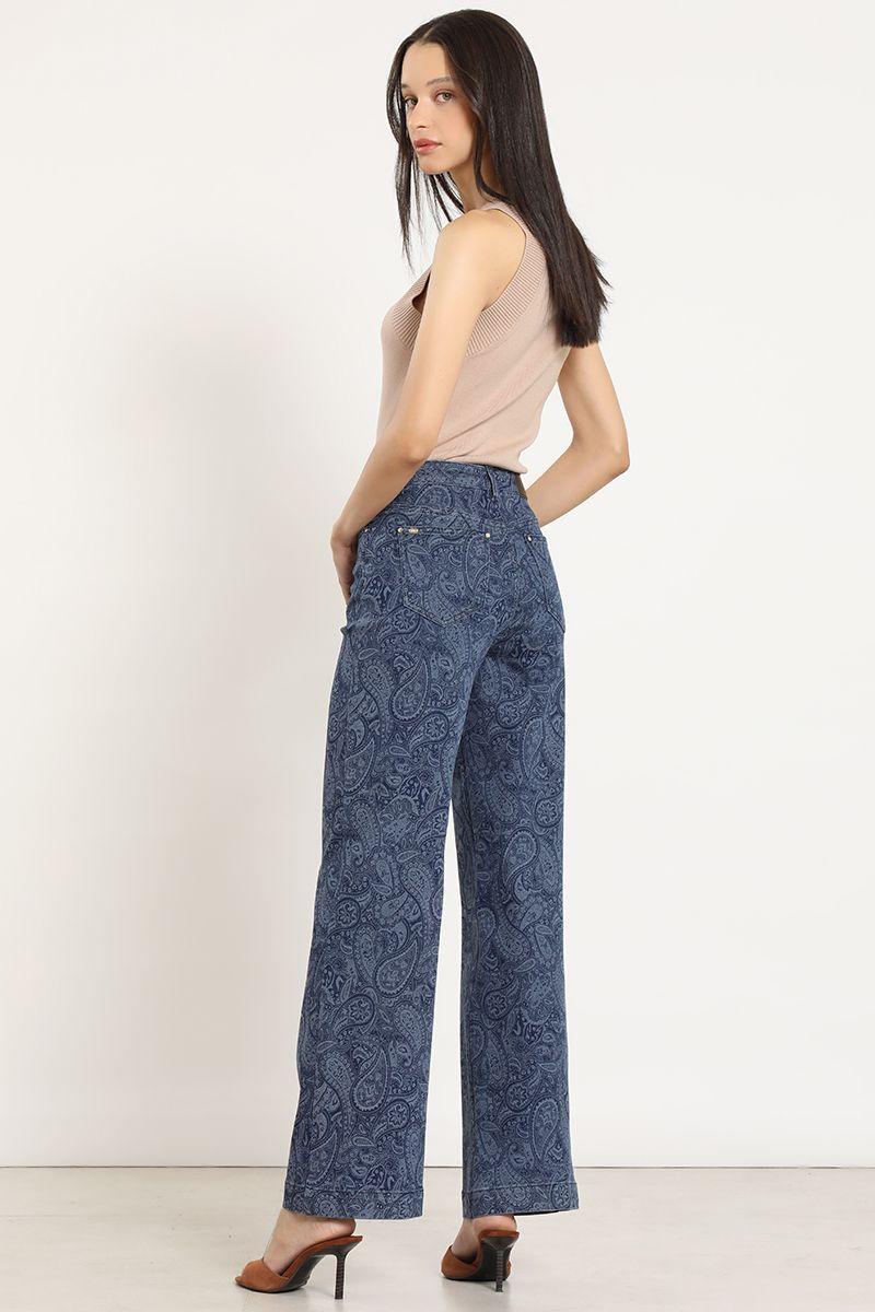 Jeans straight, estampado paisley, azul Liola-3