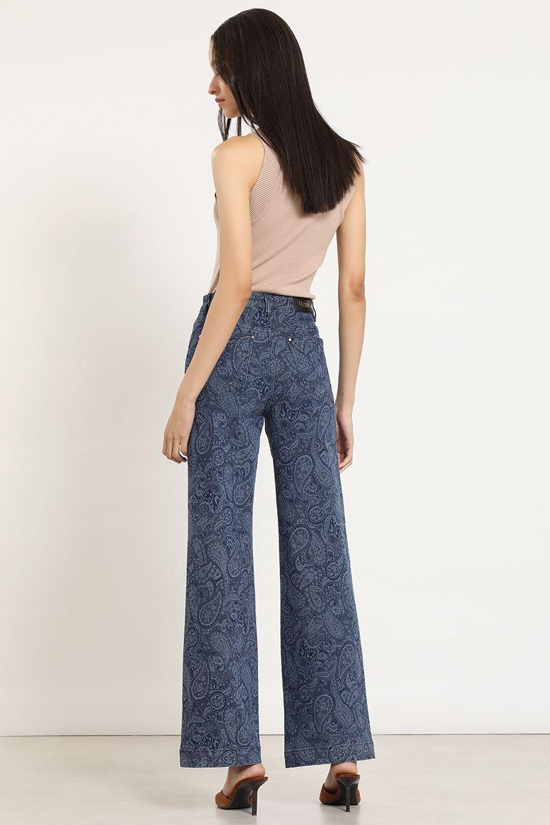 Jeans straight, estampado paisley, azul Liola-5