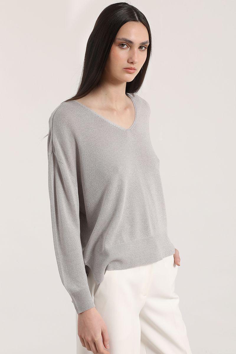Tejido aberturas liola mujer gris-0