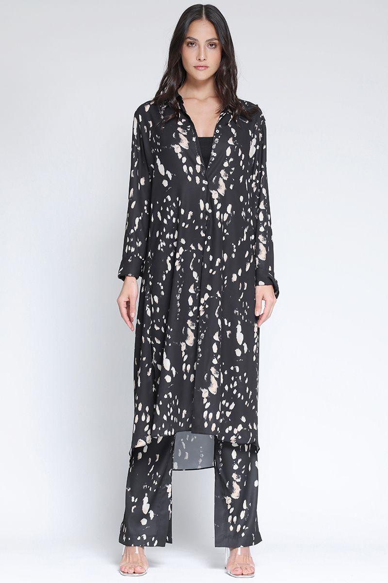 Camisa Extra Larga Estampado Manchas Negro Liola-0