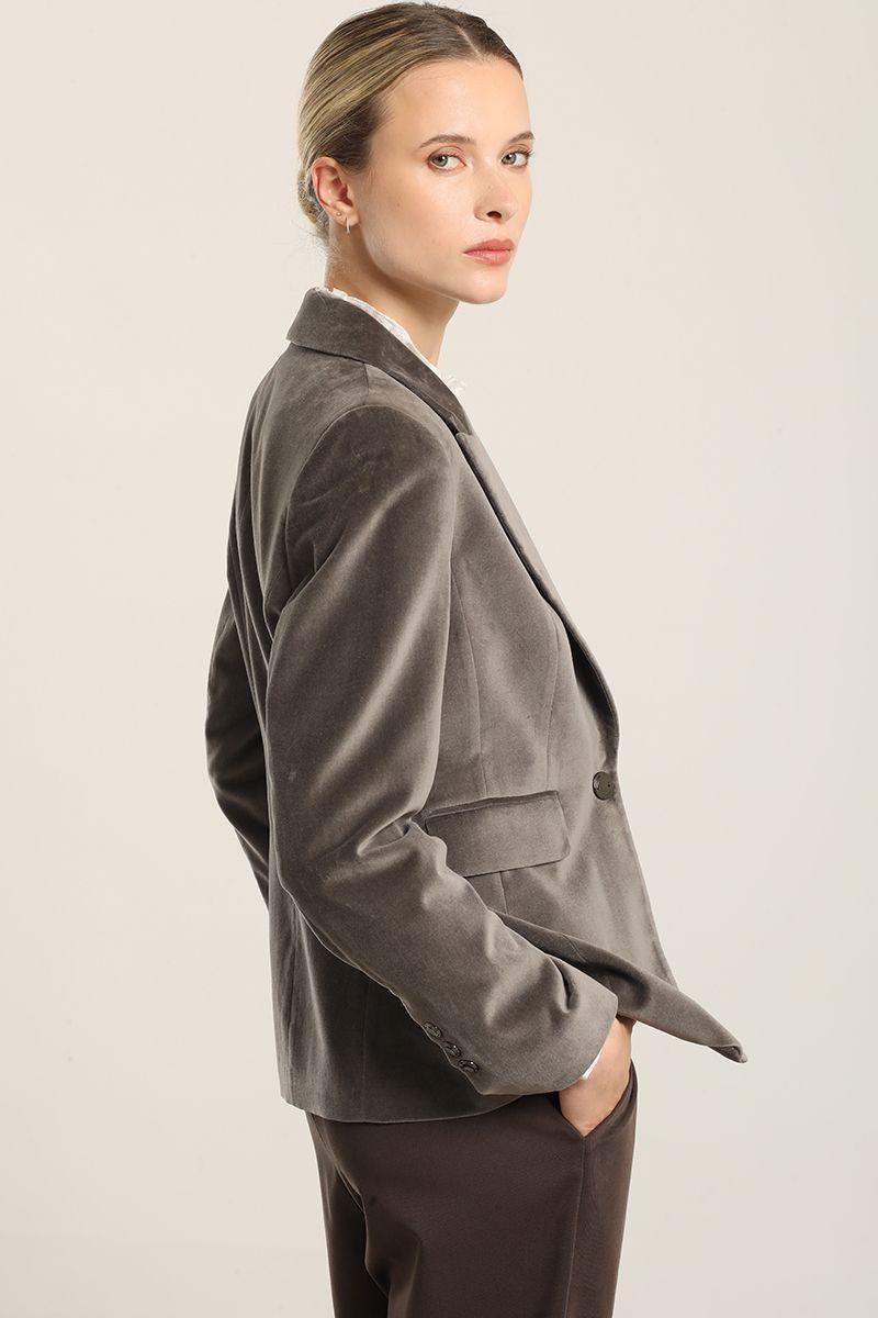 Blazer basico entallado, terciopelo gris Liola-2