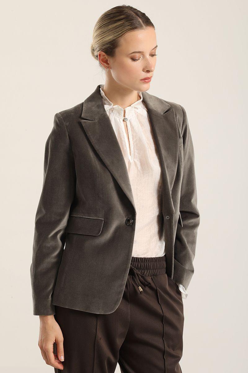 Blazer basico entallado, terciopelo gris Liola-3