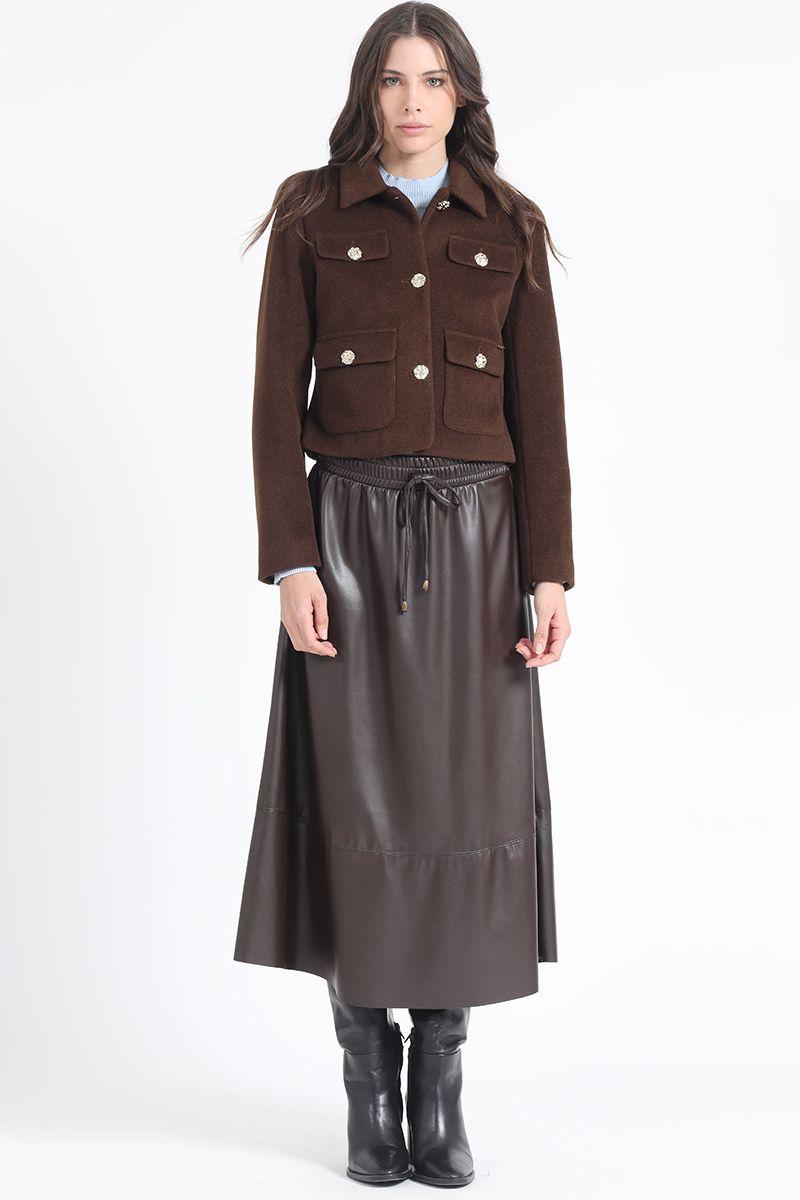 Chaqueta Crop, Muflon Melange, Chocolate Liola-1