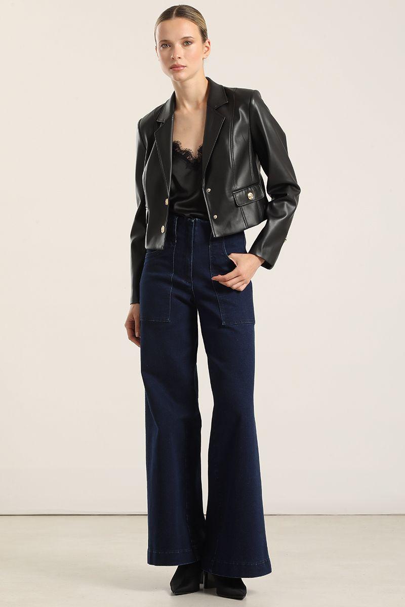 Jeans palazzo, tiro medio, azul Liola-4